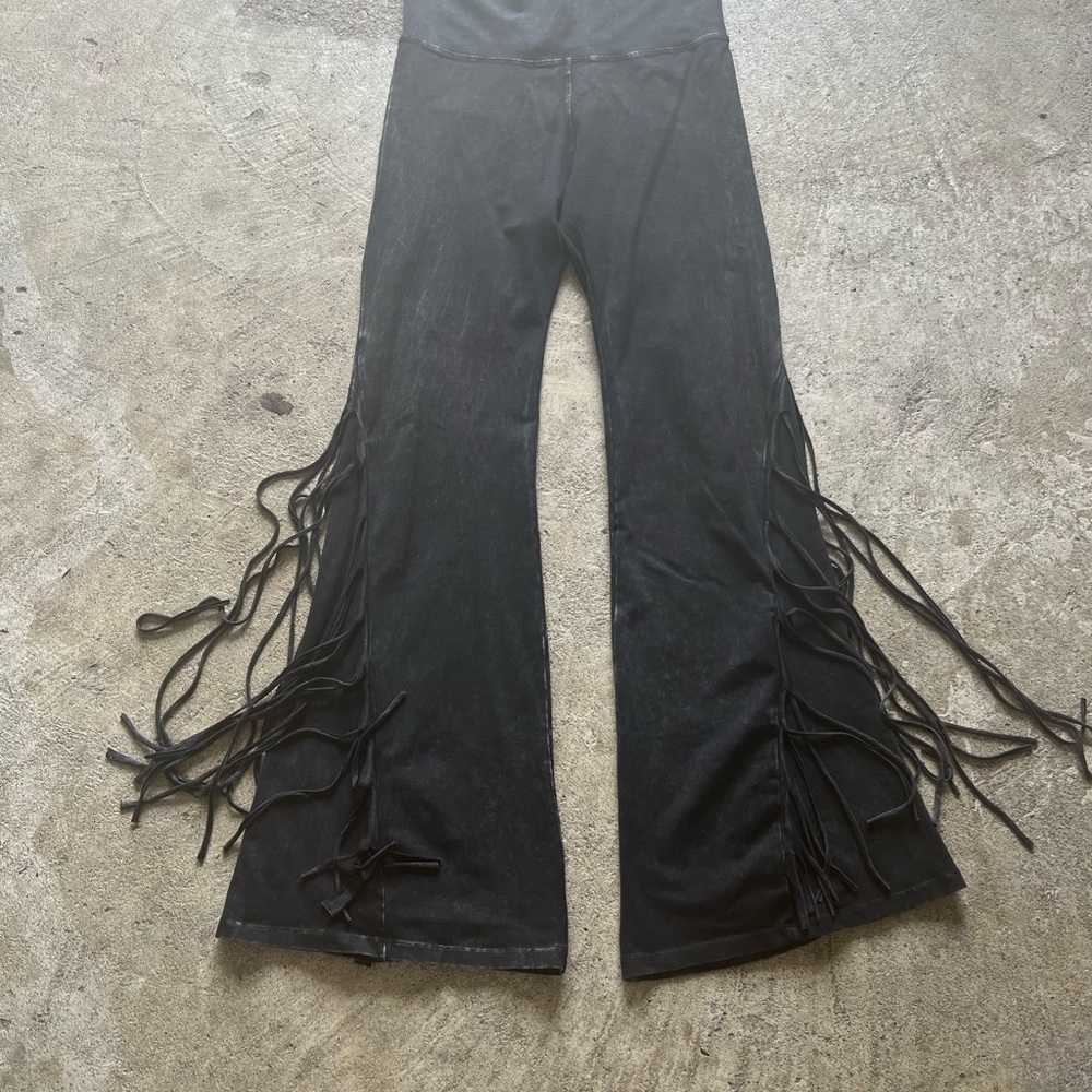 T Party Fashion Black Fringe Flare Pants with Side Detail